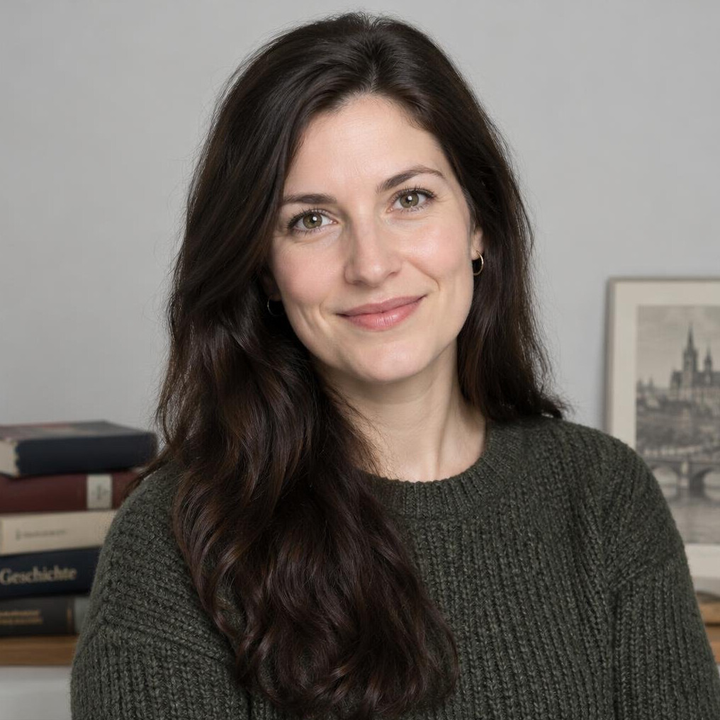 Portrait of a woman with long hair smiling