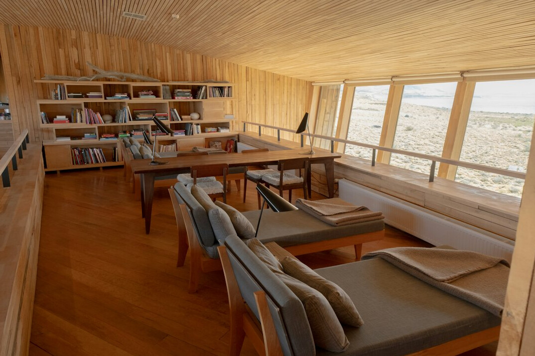 Quiet library interior with books and reading tables